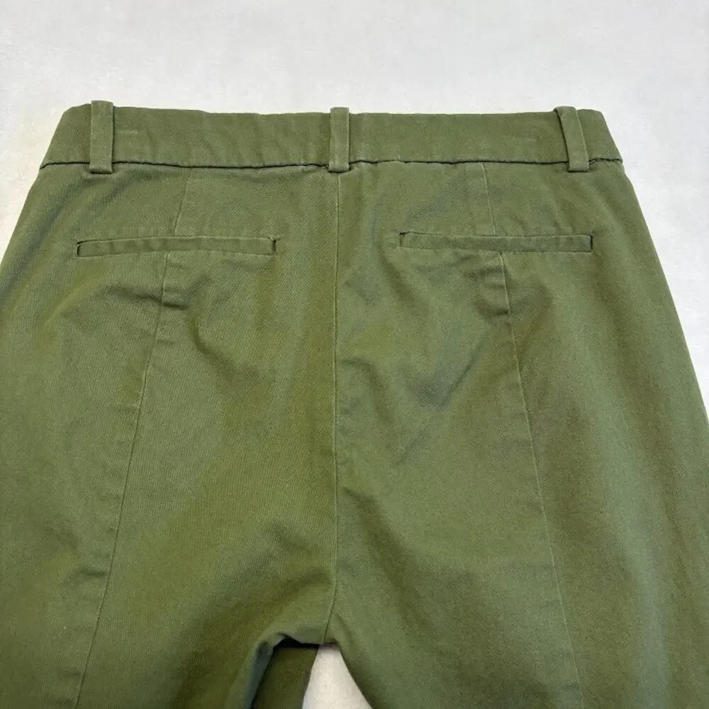 J. Crew Pants Effortless Slim Crop Deep Moss Olive Green Chino Pants Size 0